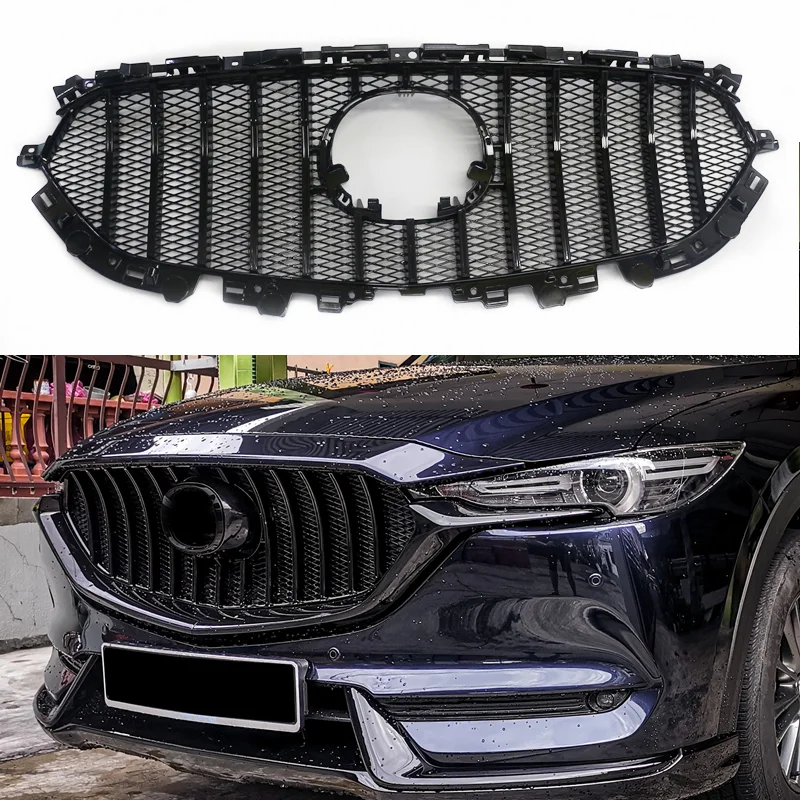 Решетка для переднего бампера DECHO, решетка радиатора, средняя сетка для MAZDA CX-5 CX5 2017 2018 2019 2020, гоночные решетки, автомобильная решетка, АБС