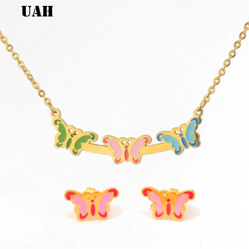 Женский ювелирный комплект из колье и серёг нержавеющей стали