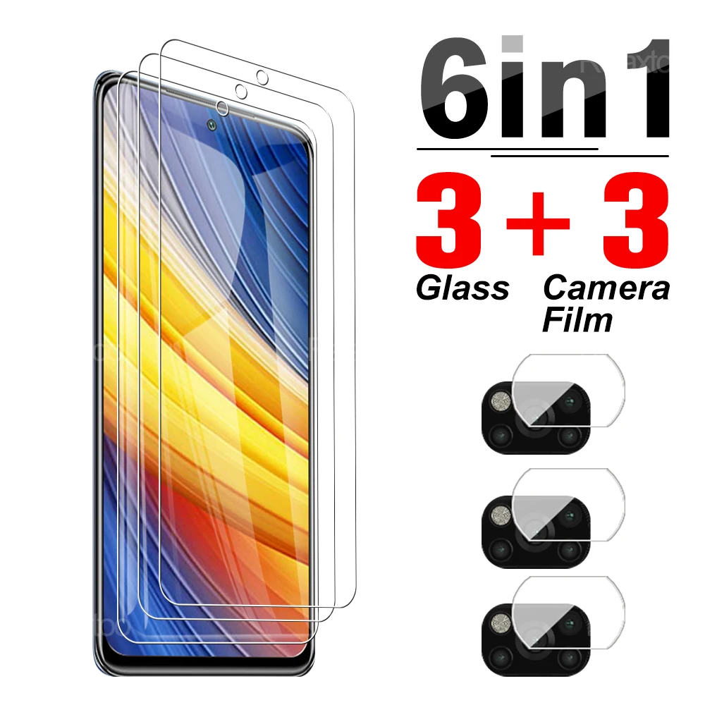 

6 в 1 закаленное стекло для Xiaomi Poco X4 Pro 5G X3 GT F3 X 3 4 NFC защита для экрана объектива камеры x4pro полное покрытие защитная пленка