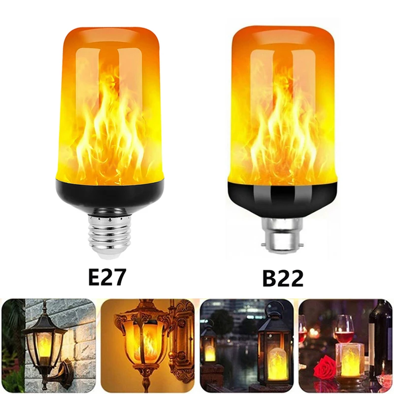 E27 LED Flame Lamps B22 LED Dynamic Flame Effect Light Bulbs AC85-265V Creative Flickering LED Flame Bulbs Decoration For Home