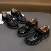 spring boy leather shoes black performance casual children glossy uk uniform casual shoes for host kids fashion 2022 new classic
