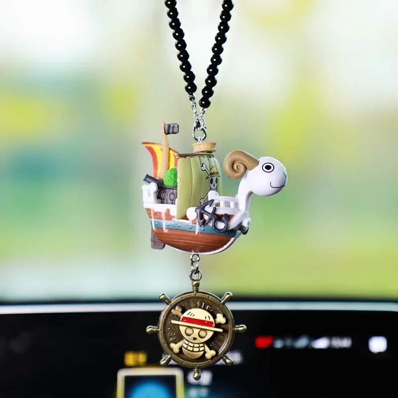 Фото Новая фигурка Луффи из аниме One Piece, 6 см, модель Thousand Sunny, подвеска на зеркало заднего вида автомобиля, подарок, популярная игрушка №2