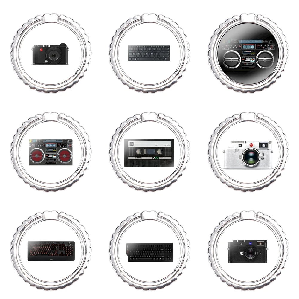Cassette Tapes Boombox Keyboard Phone Finger Ring Holder 360 Degree For iPhone Samsang Phone Smartphone