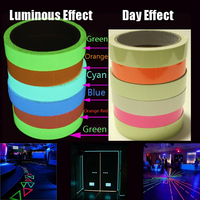 

Decoration DIY Tapes 1.5/2/3/4cm Luminous Tape 1M Self-adhesive Fluorescent Glow In Dark Safety Warning Security Stationery Home
