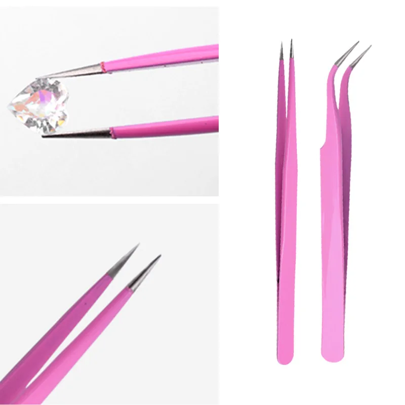 

1 Piece Straight Curved Elbow Tweezers Nail Rhinestone Sequin Picking Tool Decorative Eyelashes DIY Nail Tweezers