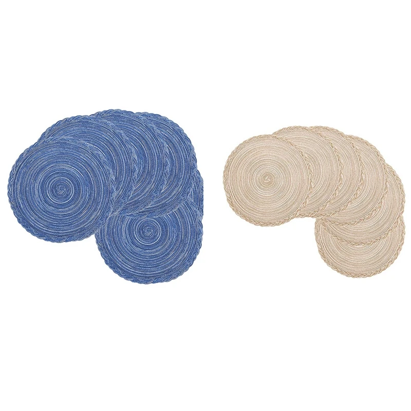 

Набор круглых тканых ковриков, комплект из 6 ковриков для стола, моющийся, нескользящий, термостойкий, 14 дюймов