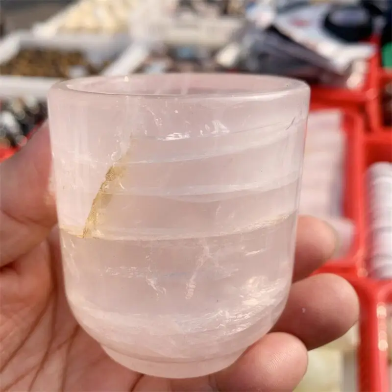 

Розовый кварц, чашка, резьба, 1 шт.