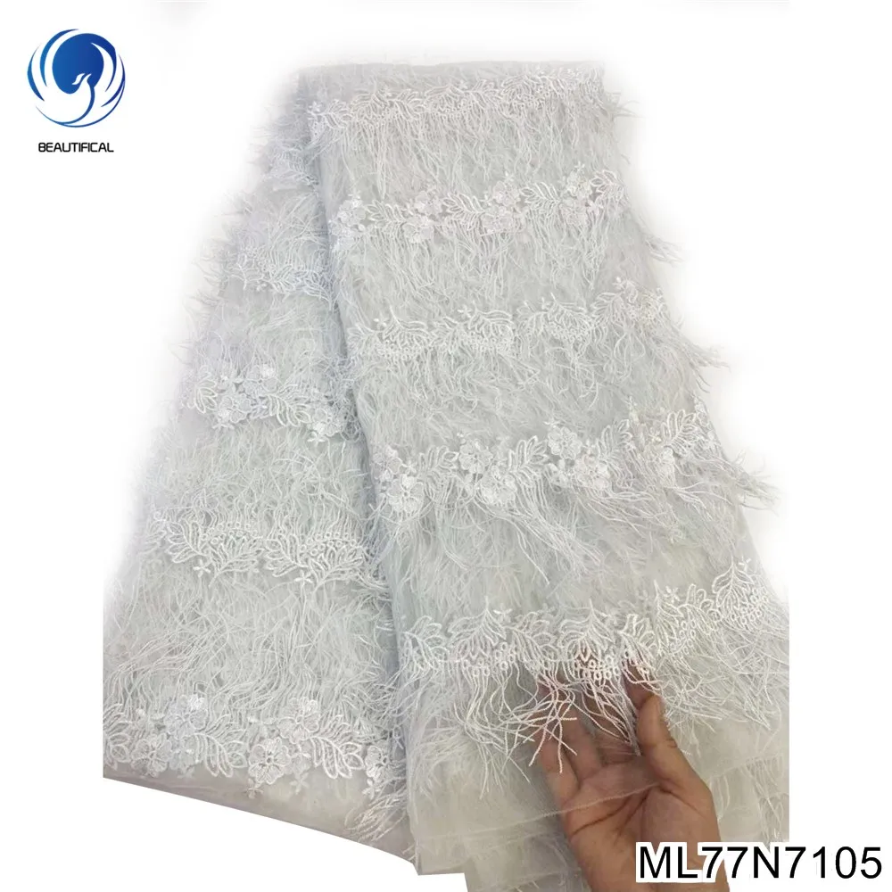 3D Tassel African Net Lace Fabric 2022 High Quality Lace Fabric 5 Yards Latest Wedding Nigerian Lace Fabrics for Dress ML77N71