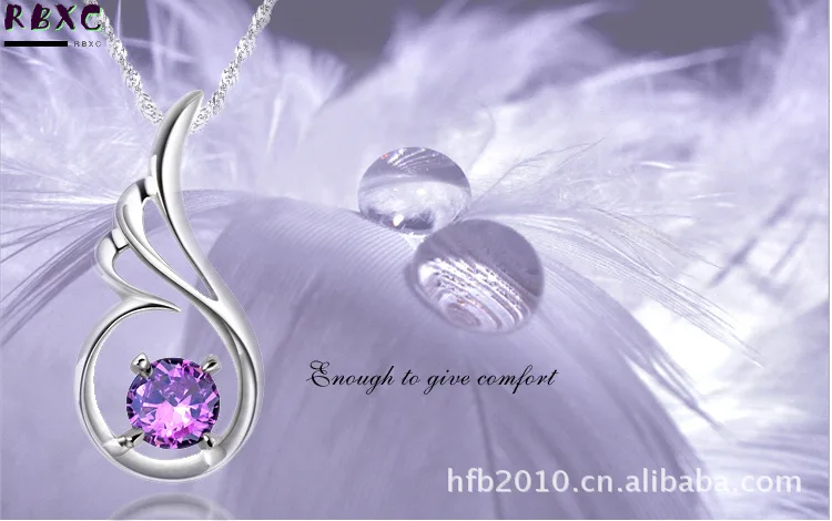 

RXBC 925 Sterling Silver Necklace Angel Amethyst Necklace Korean Sterling Silver Jewelry Necklace