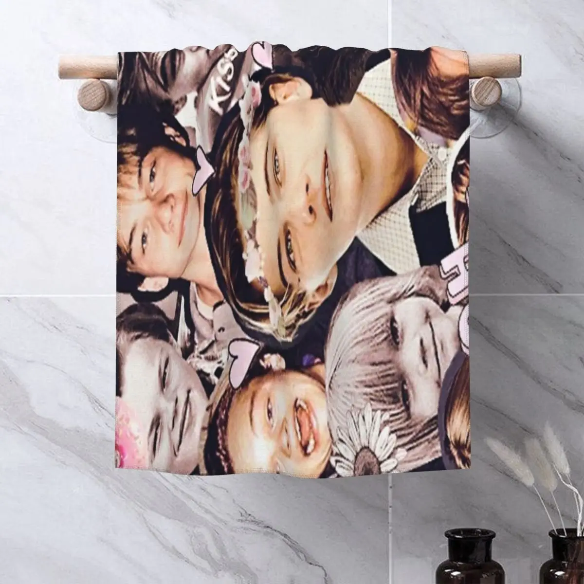 

Хлопковое полотенце для лица для девочек, с коллажем