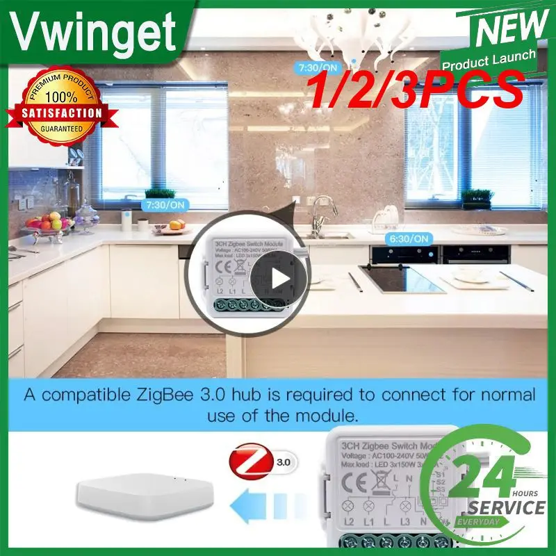 

Модуль переключателя Tuya ZigBee 3,0, 10 А, 1/2/3 шт.