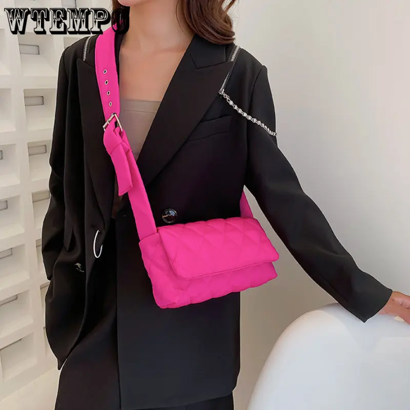 Fashion Space Pad Cotton Women Shoulder Bags Winter Nylon Padded Quilted Shopper Bags Female Casual Crossbody Bags Handbags