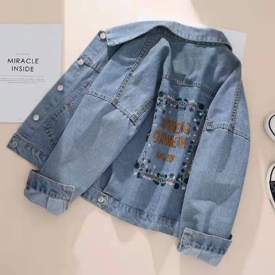 

Blue NEW Fall Spring Lady Casual Denim Girl Top Cowboy Women Jean Jacket Short Woman Tops Jeans Out Loose Coat Cool Jazz Cloth