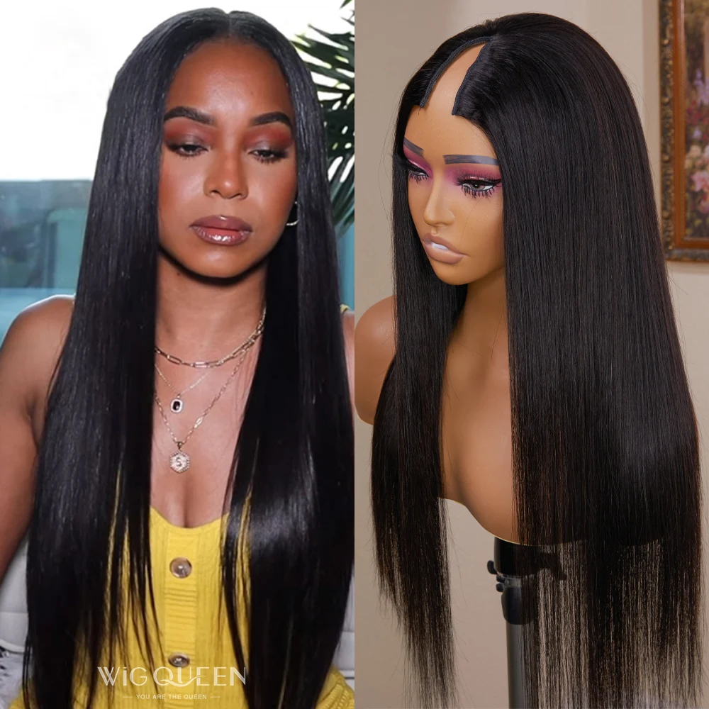 

24 inch Long Deep Free Part Straight Black U Part Wig Brazilian Human Hair Wigs For Women with Baby Hair Glueless U Shape Wig