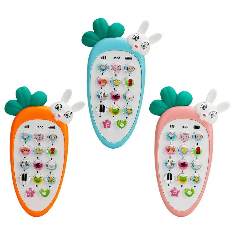

Baby Phone Toys For 6 Months+ Cute Carrot Baby Cell Phone Toy With Breathing Light Various Music Sounds Teething Toys For Babies