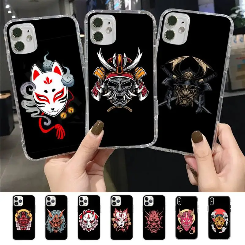 

RuiCaiCa Japanese Samurai Oni Mask Phone Case for iPhone 11 12 13 Mini Pro Max 8 7 6 6S Plus X 5 SE 2020 XR XS Case shell