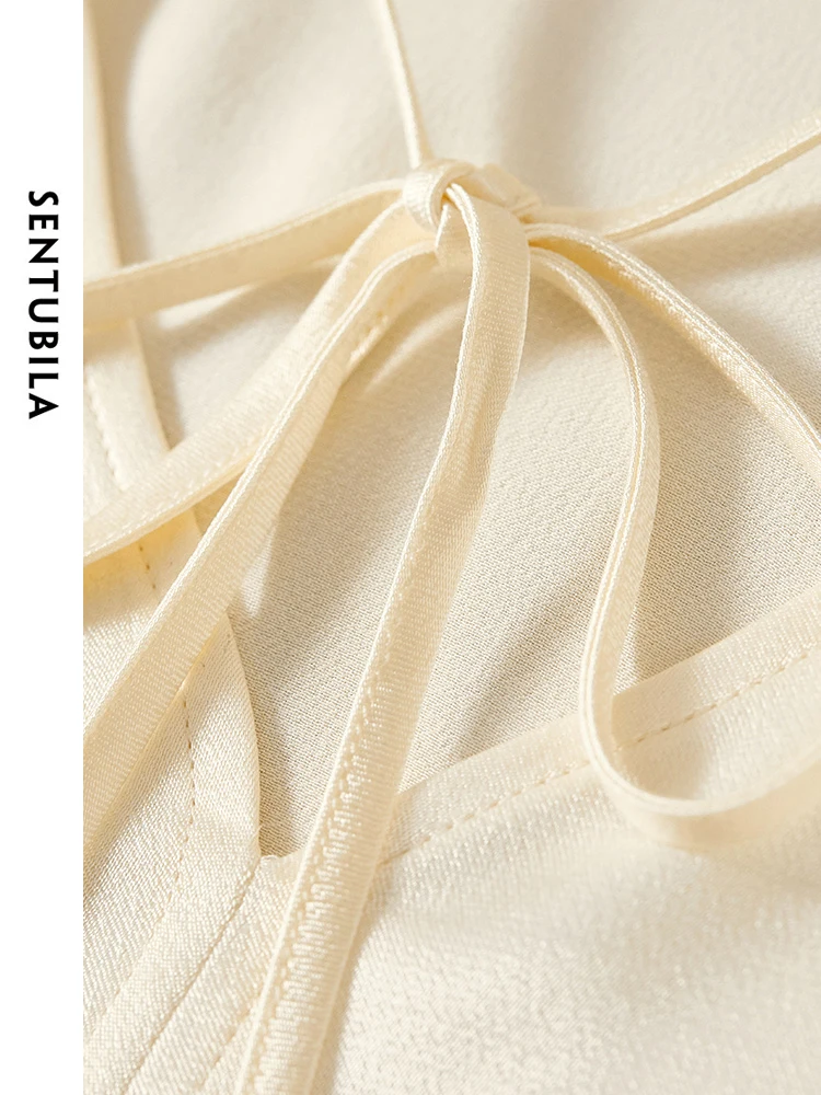 Женская шифоновая рубашка с V-образным вырезом на шнуровке