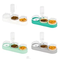 double dog cat bowls with water dispenser tilted cat food dishes for indoor pet easily detached cat dog food bowl set