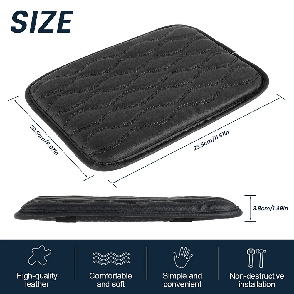

Center Console Pad Armrest Pad Cover Central Cushion Mat Rubber+PU Leather Universal 29.4x20.8cm /11.57x8.18inch