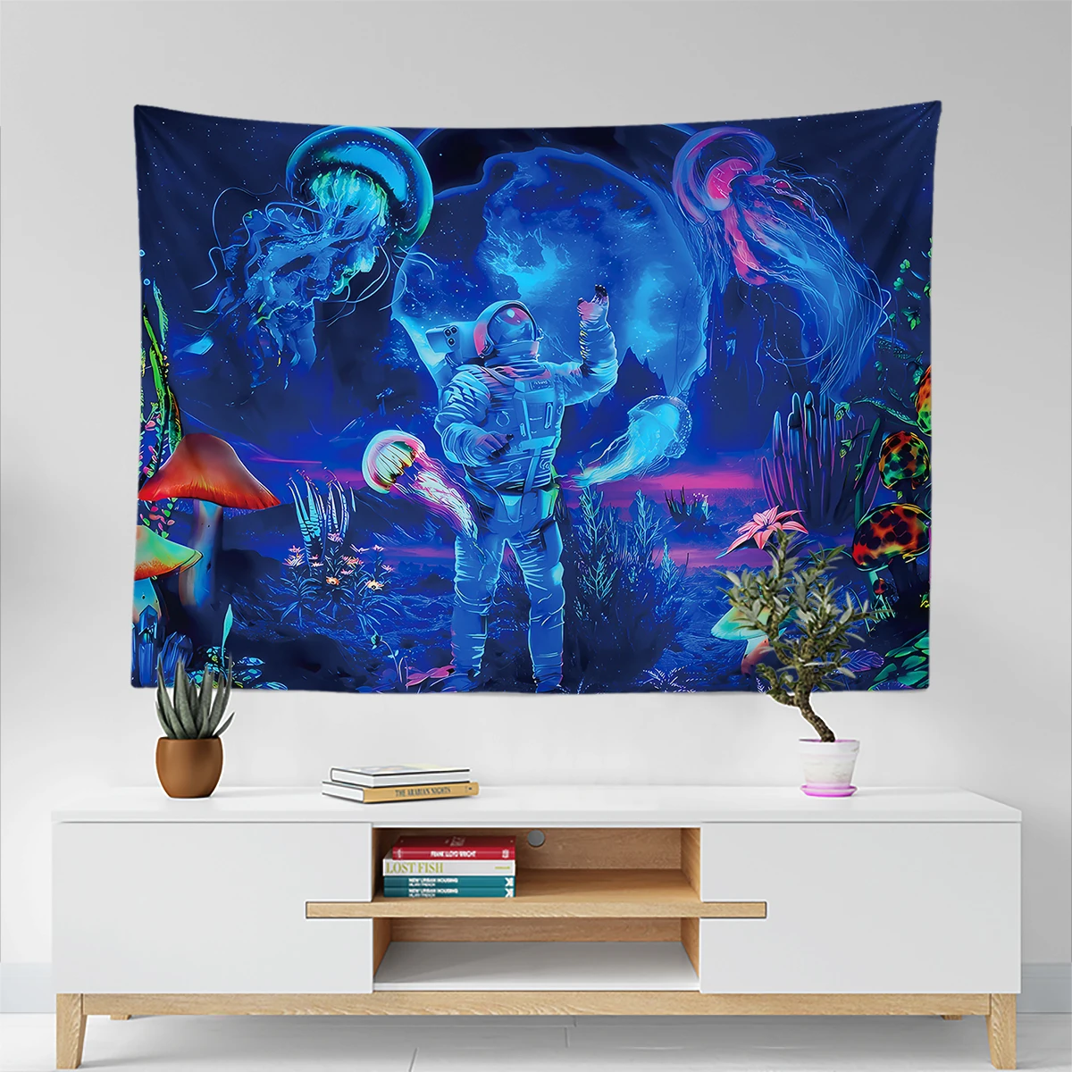Настенный Гобелен С Изображением Астронавта Неоновый Цвет Схема Фэнтезийное