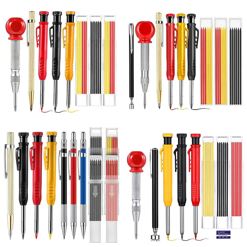 

A/B/C/D Set Carpenter Pencils Deep Hole Mechanical Marking Pencils Wear-resistant Woodworking Tools for Architect Carpenter