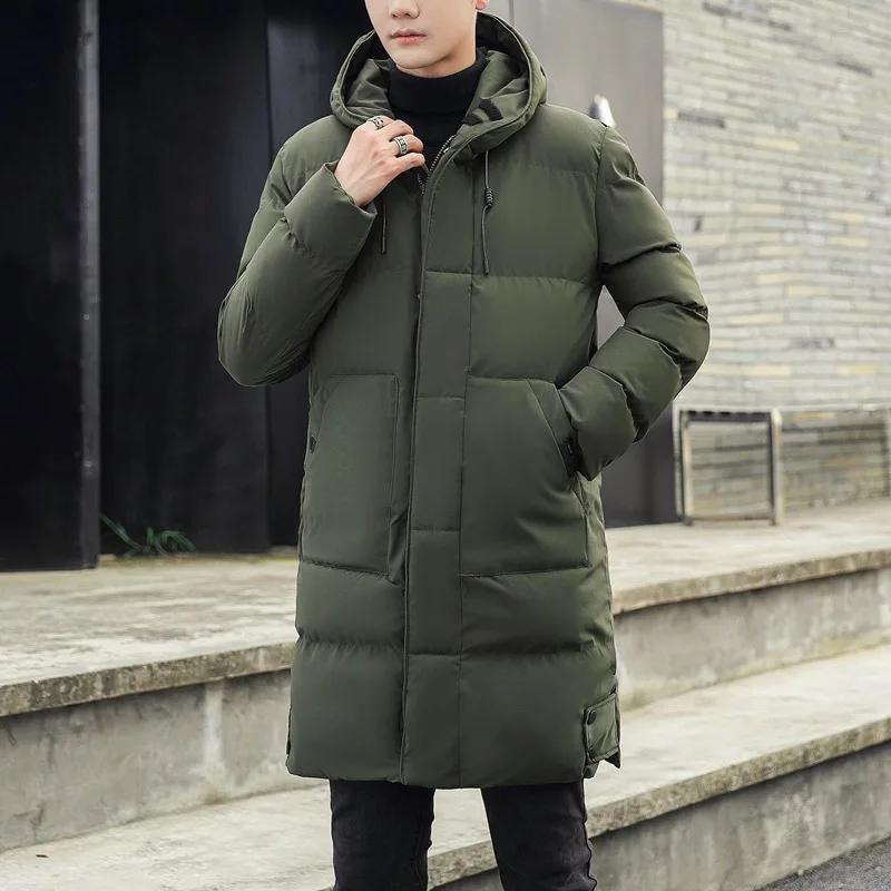 

2024 Extra Long Winter Parka for Men: Insulated Hooded Jacket with Down Filling Cotton-Padded Men's Winter Trend Casual Hooded