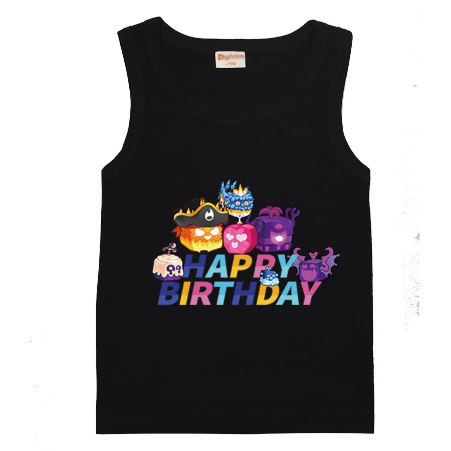 Детская летняя футболка из хлопка и полиэстера с принтом фруктов от игры Blox