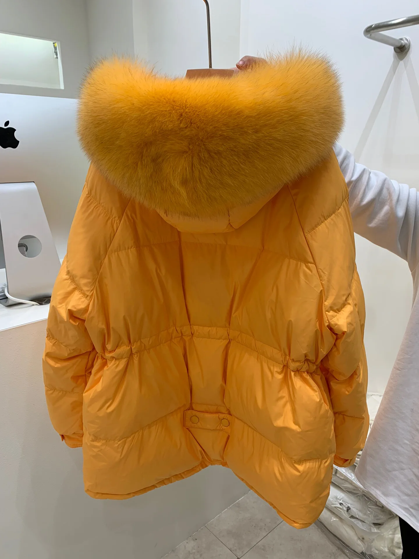 Furyoume New Winter Women White Duck Down Jacket Real Large Fox Fur Collar Coat Thick Warm Streetwear Female Parka Snow Outwear