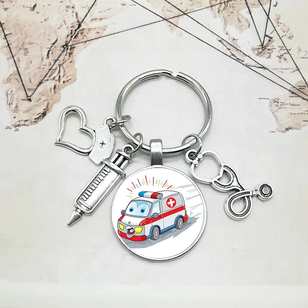 Новинка 2022 кольцо для ключей скорой помощи со стеклянным куполом