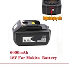 Сменный аккумулятор BL1860 18 в 6000 Ач для электроинструмента Makita мАч BL1840 BL1860 аккумулятор со светодиодный ным дисплеем питания 18 в 6 А