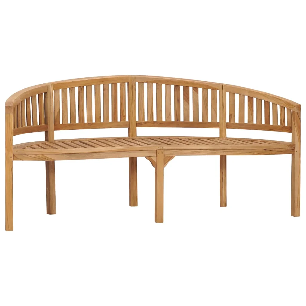 

Patio Outdoor Bench Deck Outside Porch Furniture Balcony Lounge Home Decor Banana Bench 70.9" Solid Teak Wood
