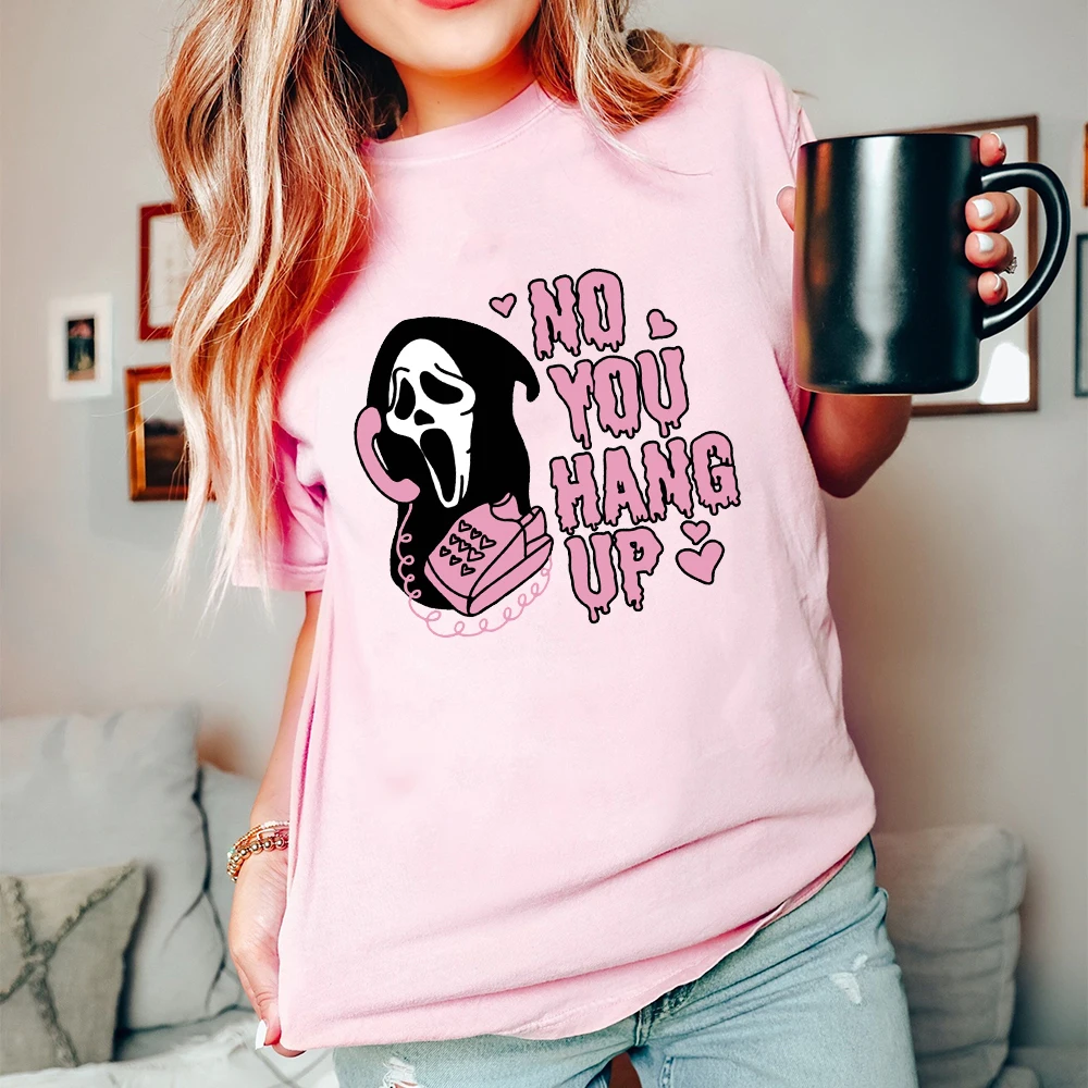 

No You Hang Up Shirt Trick or Treat Halloween Shirt Women Happy Halloween Shirt Cute Y2k Aesthetic Tee Call Me Ghostface Shirt
