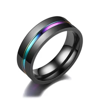 8mm black titanium ring for men boys simple wedding rings trendy rainbow groove rings jewelry accessories gifts