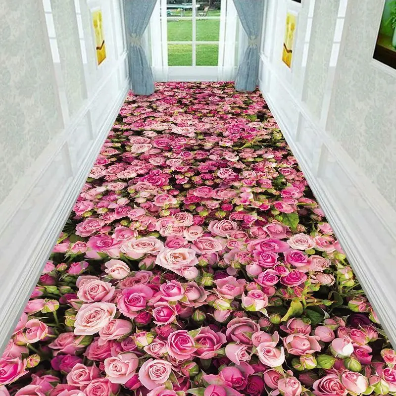 

Stream Scenery 3D Carpets For Living Room Long Hallway Corridor Area Rug Crystal Velvet Non-Skid Bedroom Rugs Kitchen Floor Mat