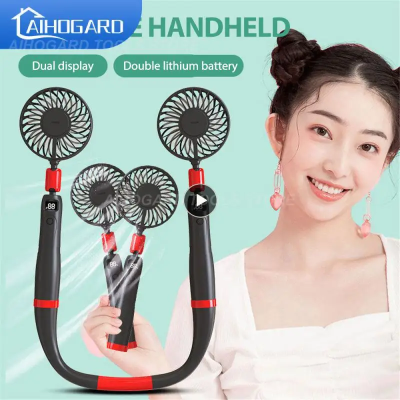 

Two-in-one Hanging Fans Air Cooler Cooling Wearable Neckband Fans Mini Neck Fan Portable Folding Fan Rechargeable Sports
