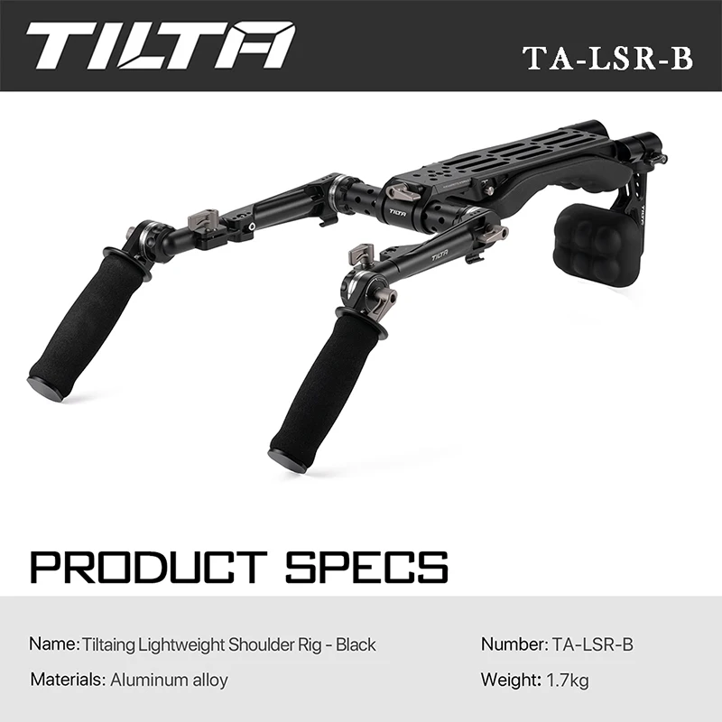 

TILTA TA-LSR-B Lightweight Shoulder Rig Black compatible With Sony Canon BMPCC Nikon camera Unique Manfrotto/ARCA Baseplate