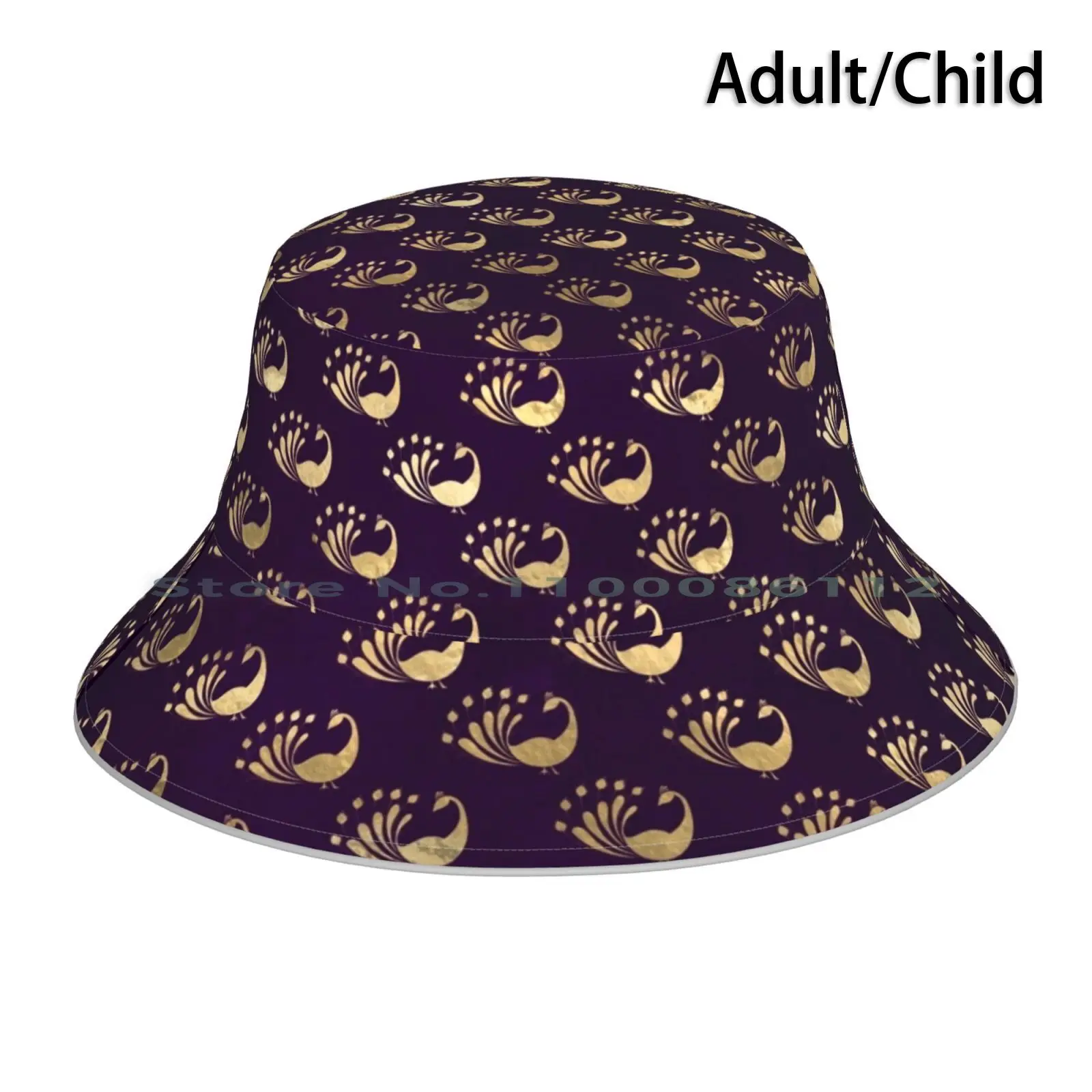 

Purple And Gold Peacock Textures Pattern Bucket Hat Sun Cap Abstract Background Decorative Floral Purple Artistic Beautiful