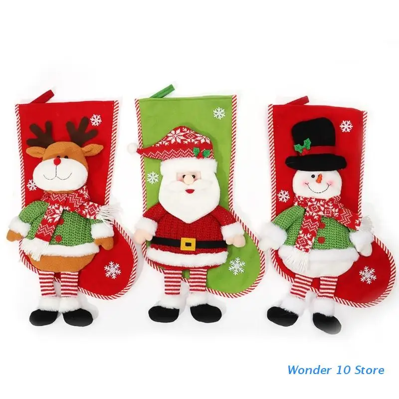 

Long Leg Christmas Stocking Cloth Elk Candy Gift Packaging Bags