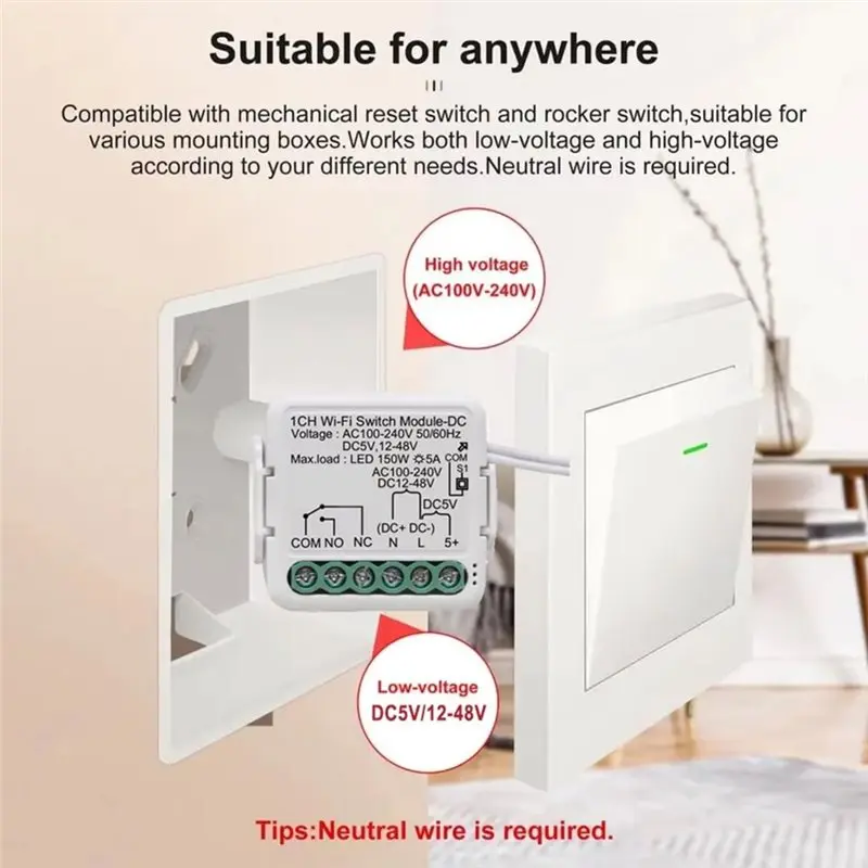 Фото Модуль умного сухого контакта A80I DC5V/12-48V AC110-240V Tuya, Wi-Fi модуль умного выключателя, совместимый с Alexa, Google, Alice Home №4