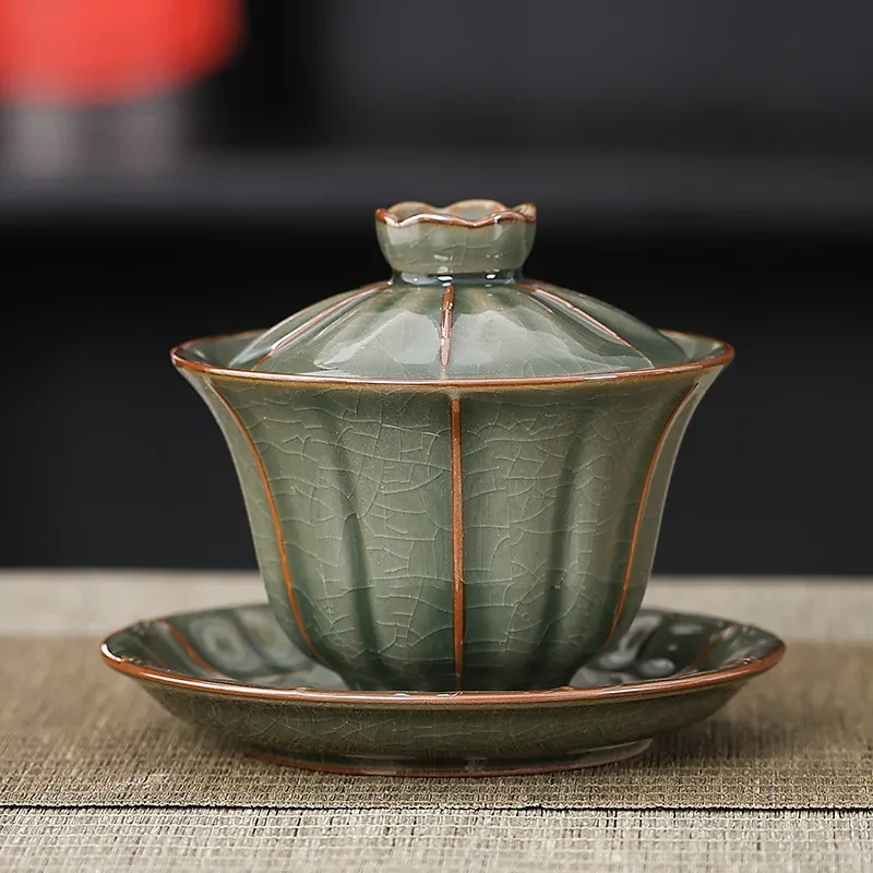 

Керамический чайный сервиз санкai Gaiwan, китайские чайные чашки кунг-фу, глазурованная чашка с трещинами, фарфоровые чайные чашки, набор чайных чашек