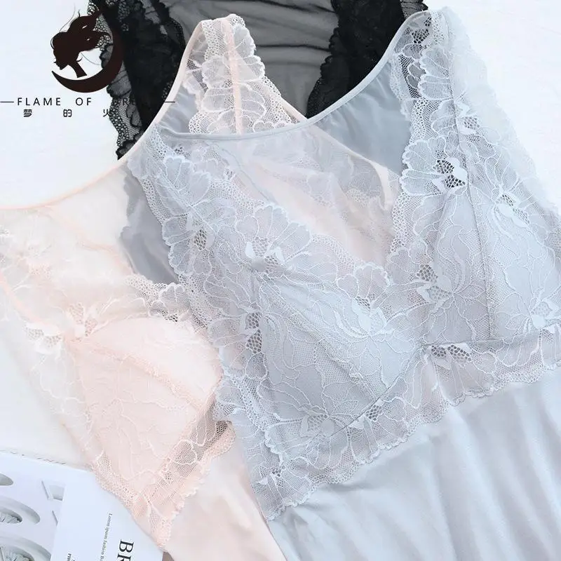 Spring summer New Silk Acetate Sleeping dress Lace Sexy One-piece Silk Sling Bottom nightwear