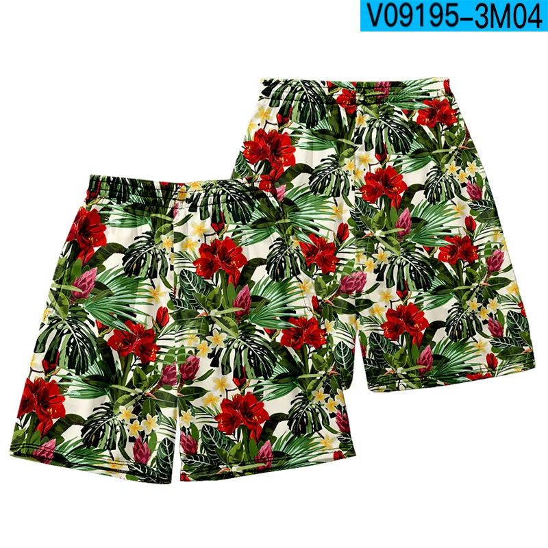 Men Summer Beach Shorts Print Casual Loose Sleep Bottoms S-4XL Elastic Waist Pajamas Pant Thin Rayon Home Trousers