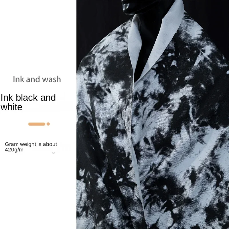 Джинсовая ткань с принтом из чистого хлопка окрашенная в технике тай-дай