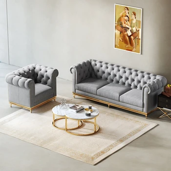modern style chesterfield sofa blue and green leather living room sofa set
