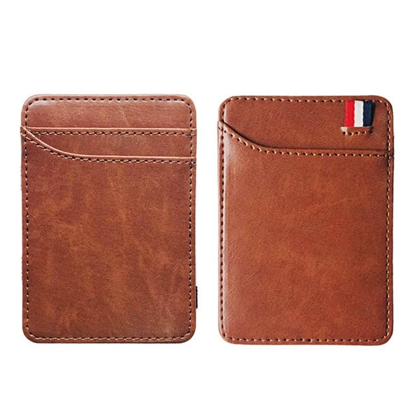 

New Fashion Slim Men's Leather Magic Wallet Korea Designer Credit Card Holder Women Small Cash Clip Bilfold Man Clamps for Money
