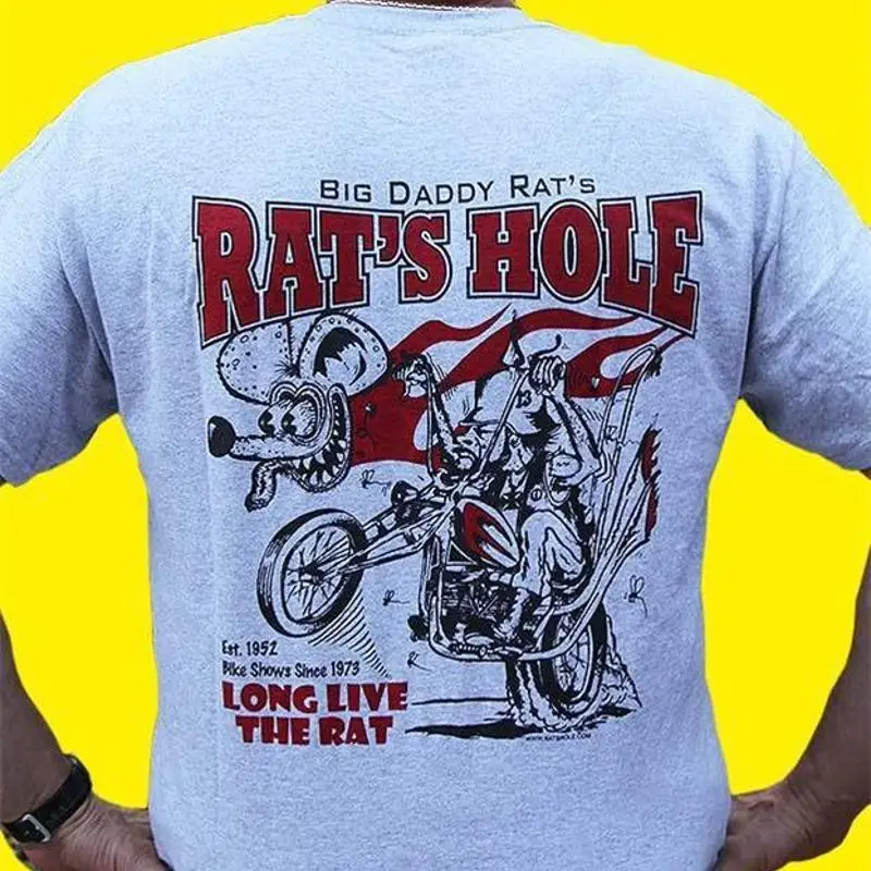 Фото Рубашка Rat's Hole Ash 1969, рубашка Tuff Ash, винтажная художественная рубашка Rat Fink Big Daddy Rat, хлопок №1