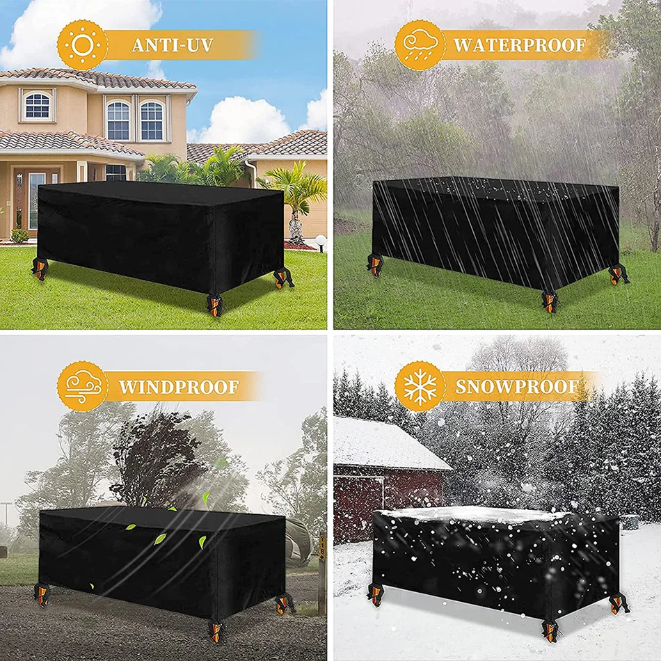 Wind-Proof Anti-UV Waterproof Outdoor Patio Furniture Covers Garden Snow Outdoor Rain Cover for Sofa Table Chair Extra Large images - 6