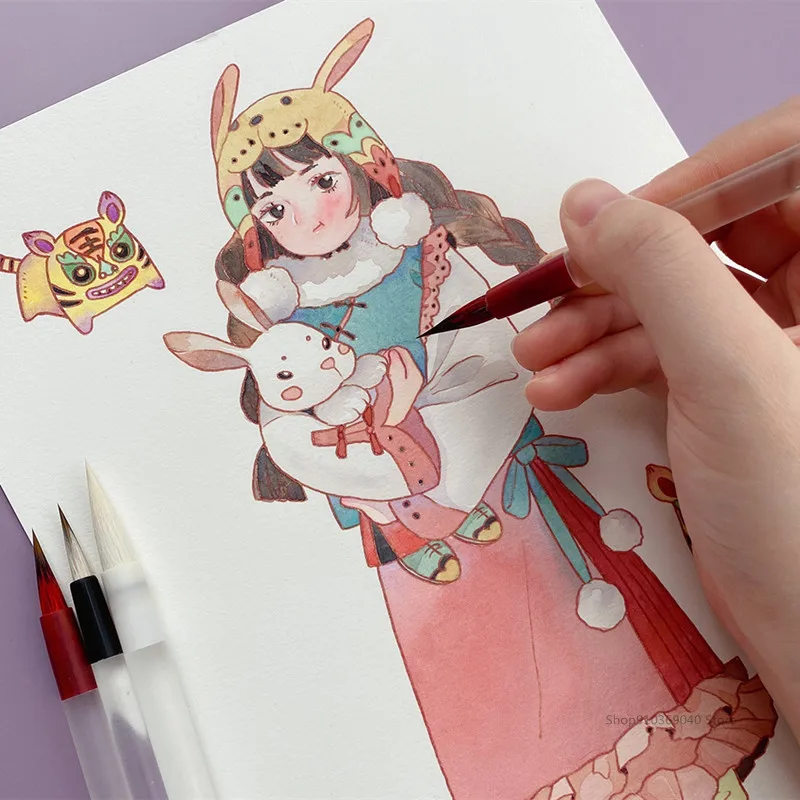 

Chinese Brush Watercolor Pen Rod Details Supplies Beginner Hook Paint Line Novice Brushes Painting 3pcs/set Transparent Art Of