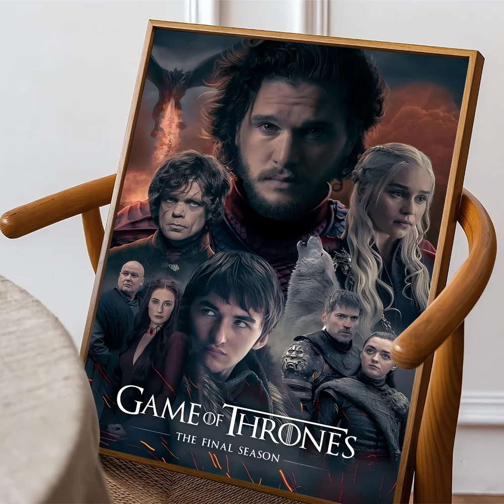 TV-G-Game Of Thrones Anime Posters Sticky Waterproof Paper Sticker Coffee House Bar Kawaii Room Decor