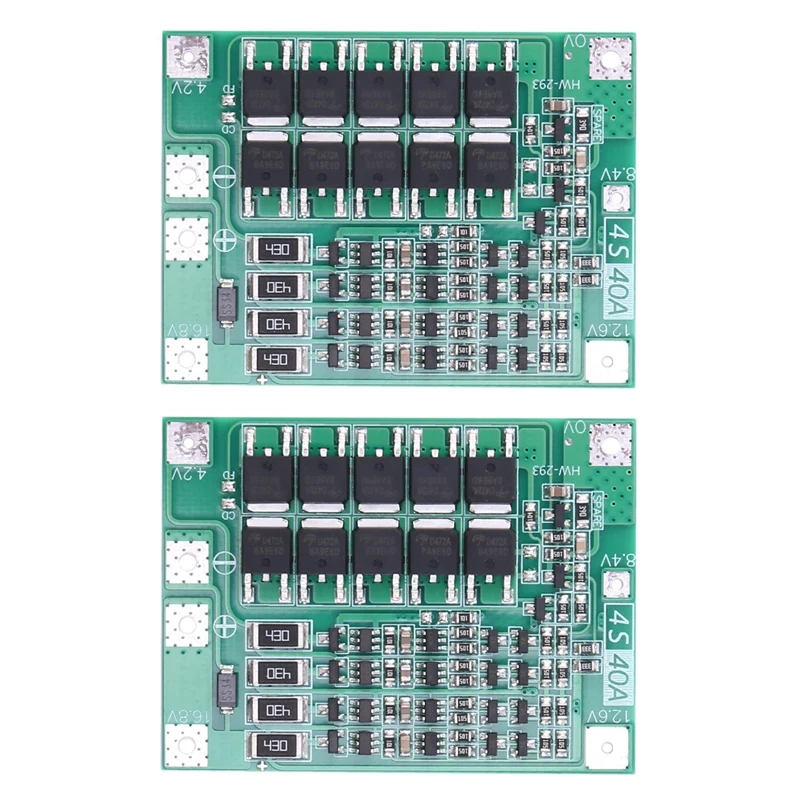 

2X 4S 40A Li-Ion Lithium Battery 18650 Charger Pcb Bms Board With Balance For Drill Motor 14.8V 16.8V Lipo Cell Module
